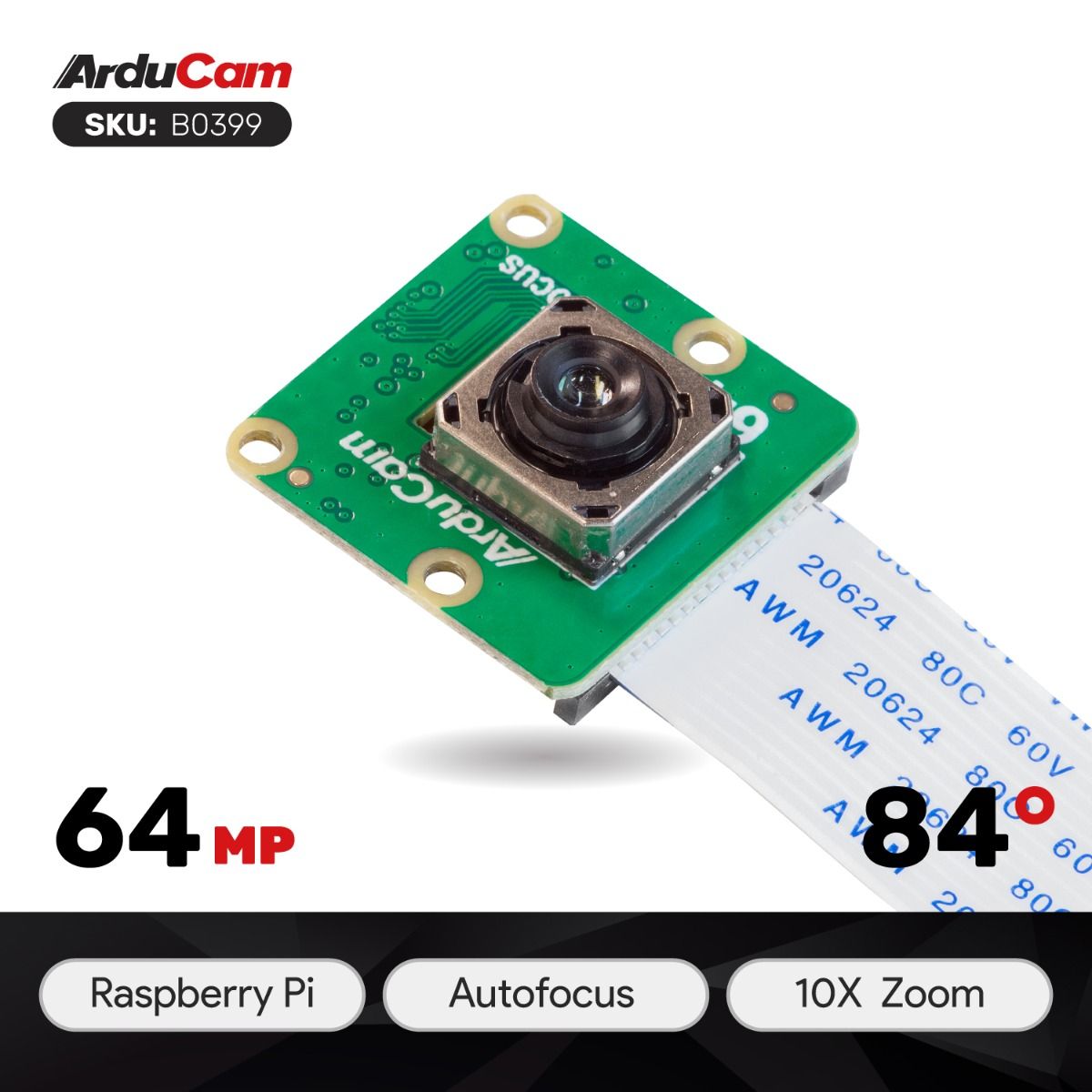 Arducam 64MP Autofocus Camera Module for Raspberry Pi